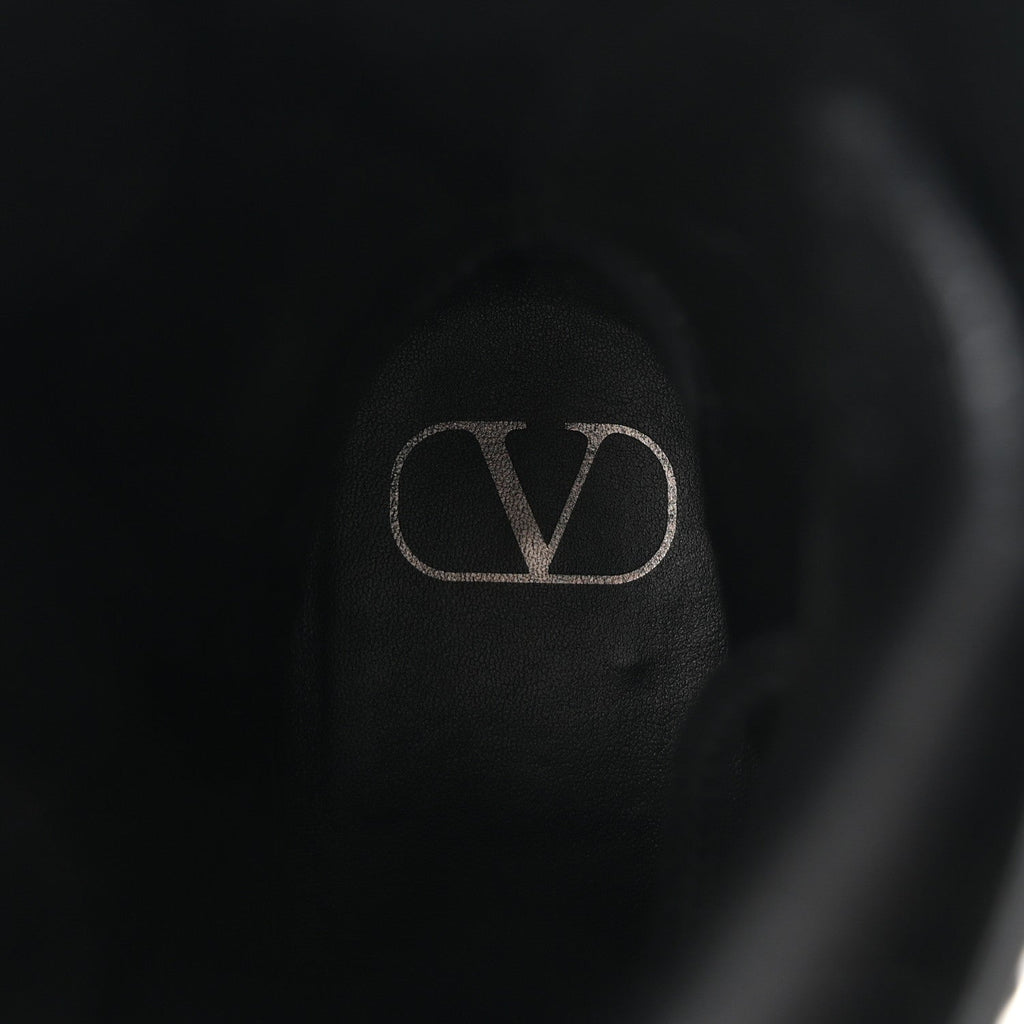CALFSKIN VLOGO /50MM COMBAT BOOTS BLACK