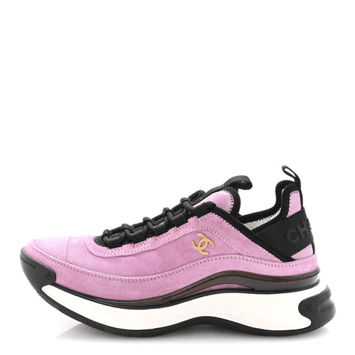 SUEDE CALFSKIN NYLON GROSGRAIN CC SNEAKERS DARK PINK