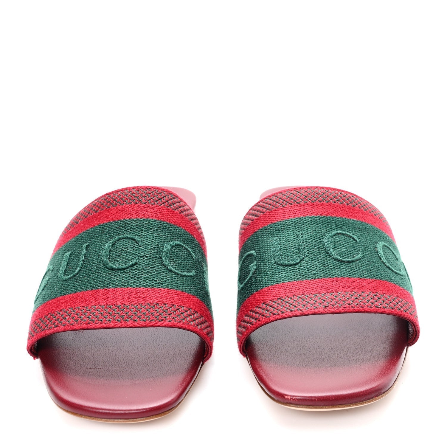 CANVAS WEB WOMENS SLIDE SANDALS RED BORDEAUX