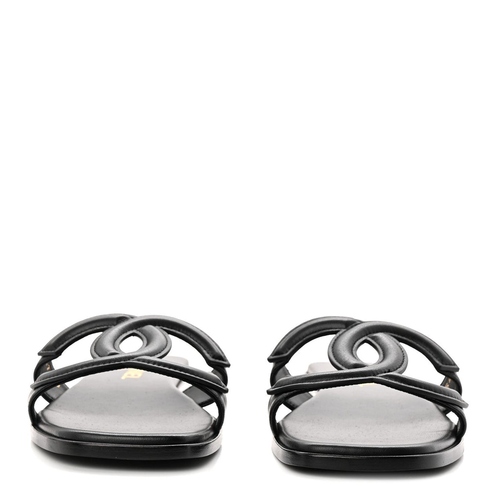 LAMBSKIN CC CUT OUT MULES SANDALS BLACK