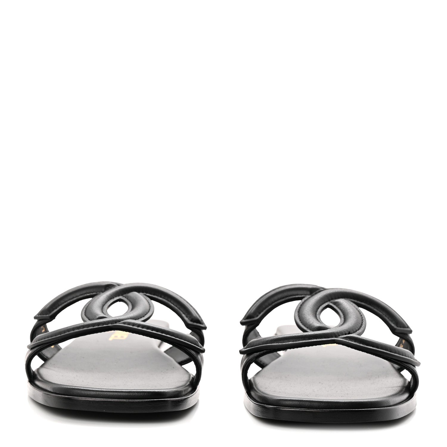 LAMBSKIN CC CUT OUT MULES SANDALS BLACK