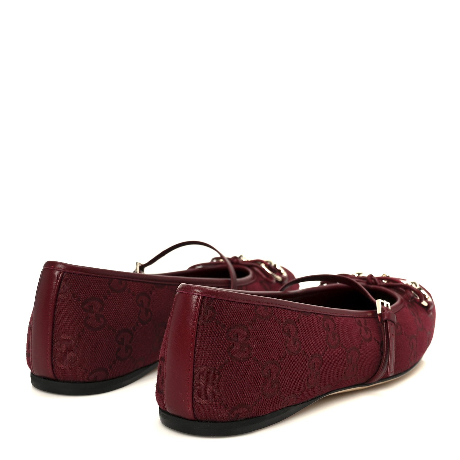 GG MONOGRAM HORSEBIT BALLET FLATS ROSSO ANCORA