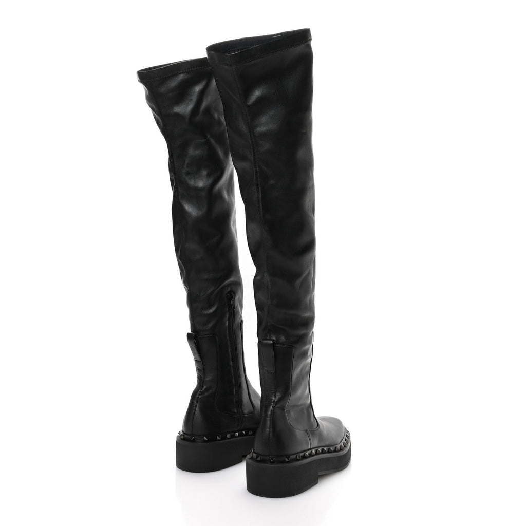CALFSKIN ROCKSTUD M-WAY OVER THE KNEE BOOTS BLACK