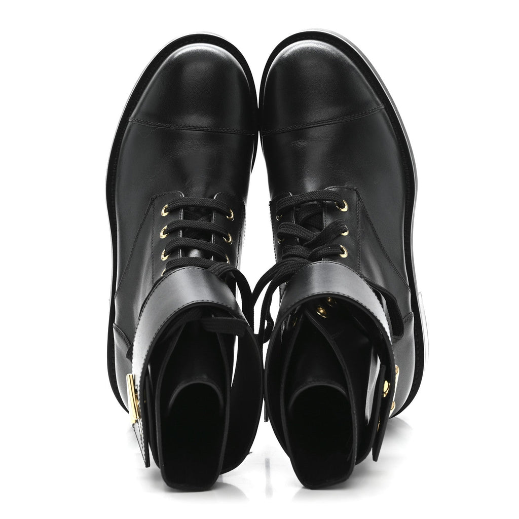 LOUIS VUITTON CALFSKIN WONDERLAND FLAT RANGER BOOTS BLACK