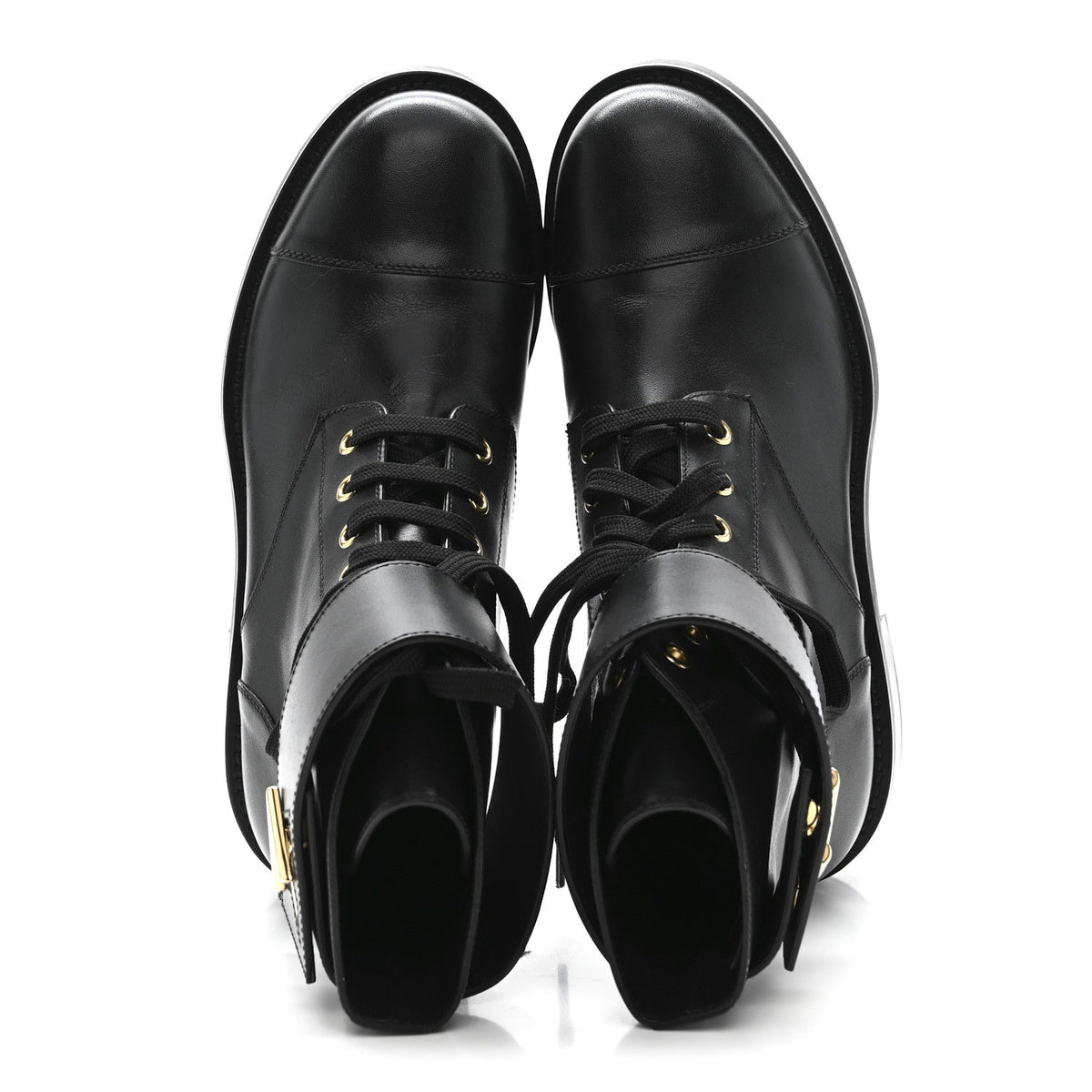LOUIS VUITTON CALFSKIN WONDERLAND FLAT RANGER BOOTS BLACK
