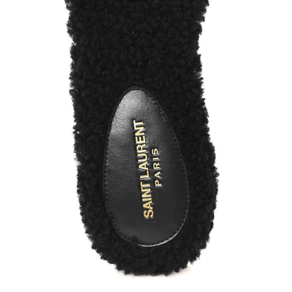 SHEARLING TRIBUTE FLAT MULES BLACK