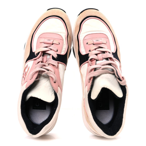 NYLON LAMBSKIN SUEDE CALFSKIN CC SNEAKERS PINK WHITE BLACK