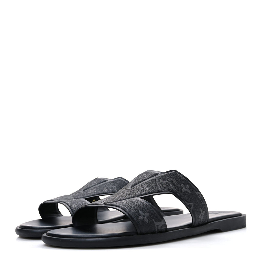 MONOGRAM ECLIPSE CALFSKIN MENS LV OASIS MULES BLACK