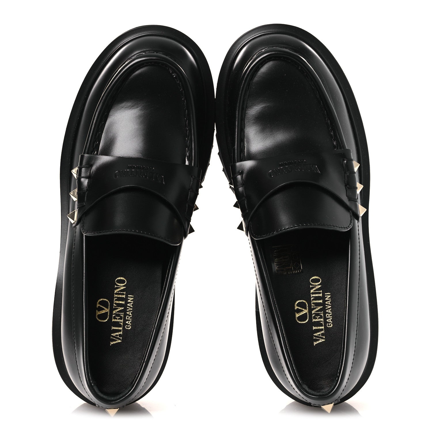 CALFSKIN ROCKSTUD LOAFERS BLACK