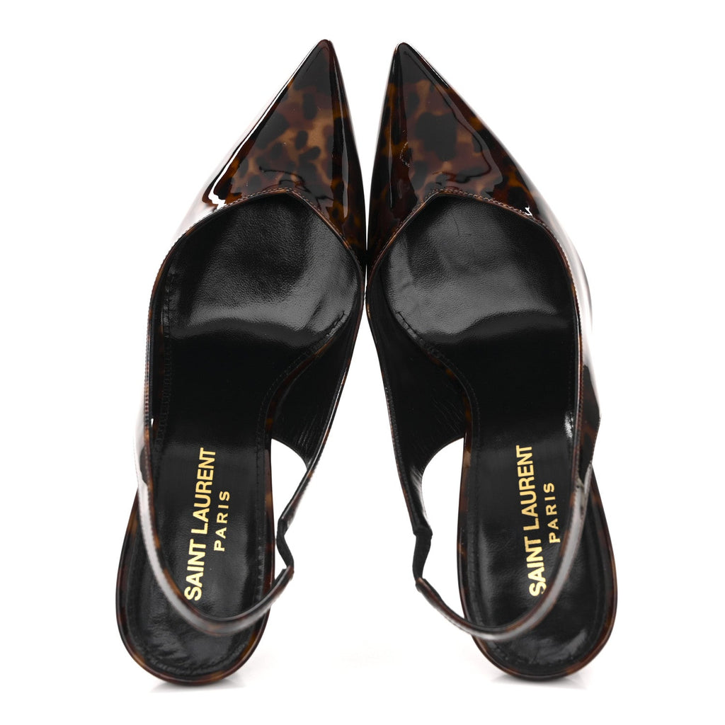 PATENT KIKI TORTOISE SLINGBACK 85 PUMPS BLACK