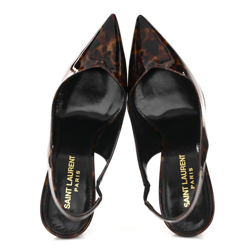 PATENT KIKI TORTOISE SLINGBACK 85 PUMPS BLACK
