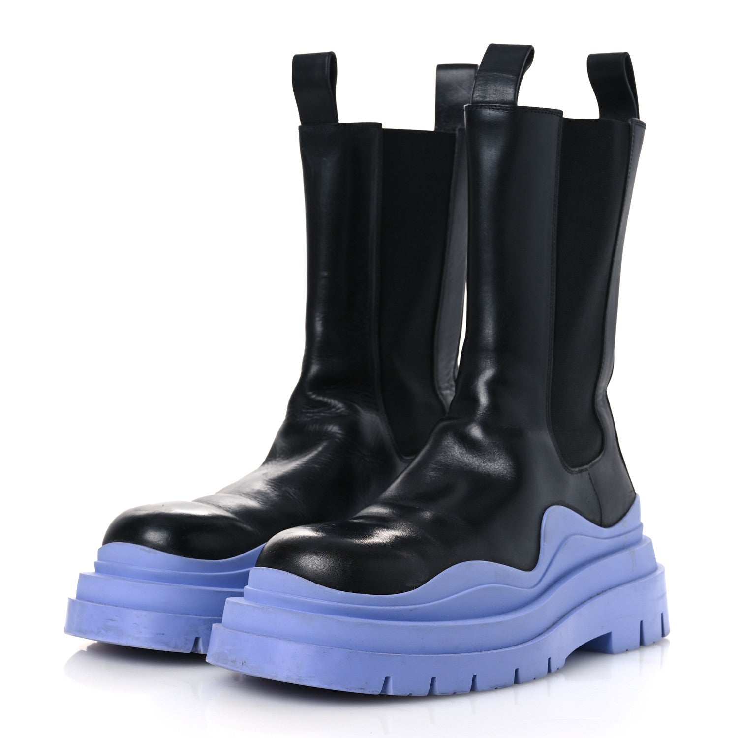 CALFSKIN THE TIRE CHELSEA BOOTS BLACK PERIWINKLE