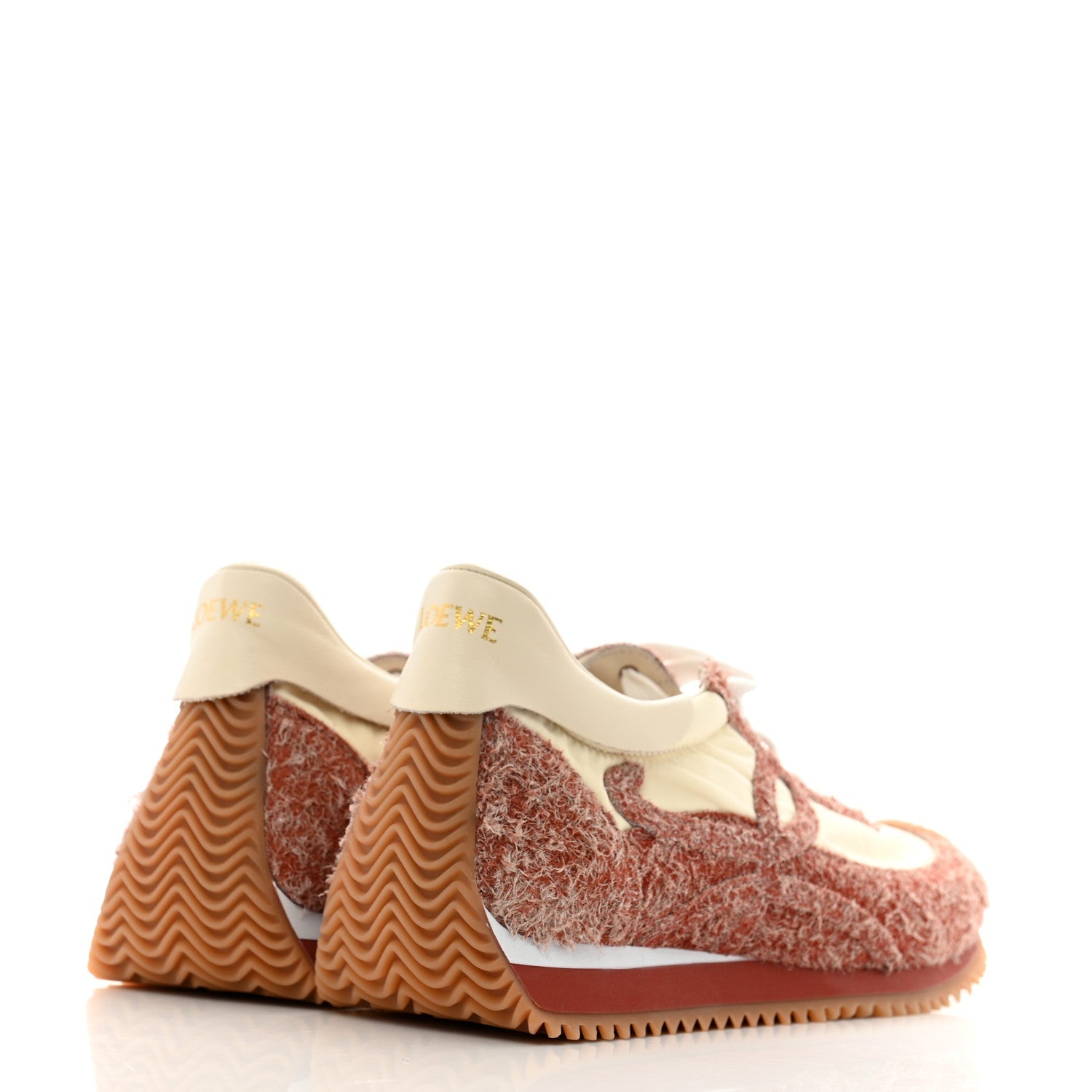 NYLON BRUSHED SUEDE FLOW RUNNER SNEAKERS RED SOFT WHITE