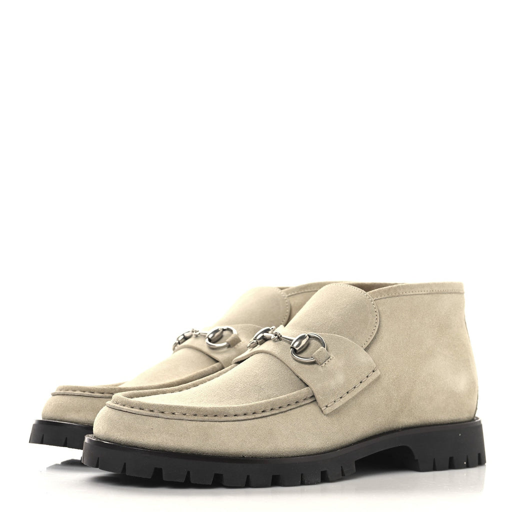 SUEDE MENS HORSEBIT ANKLE BOOTS BEIGE