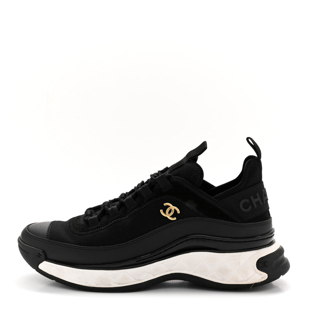 VELVET CALFSKIN MIXED FIBERS CC SNEAKERS BLACK