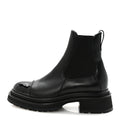 CALFSKIN PATENT CAP TOE ANKLE BOOTS BLACK
