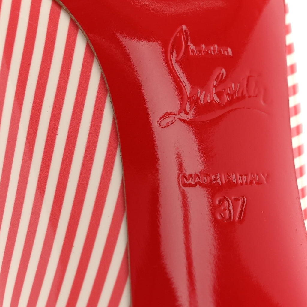PATENT PIGALLE FOLLIES STRIPES 100 PUMPS SMOOTHIE WHITE