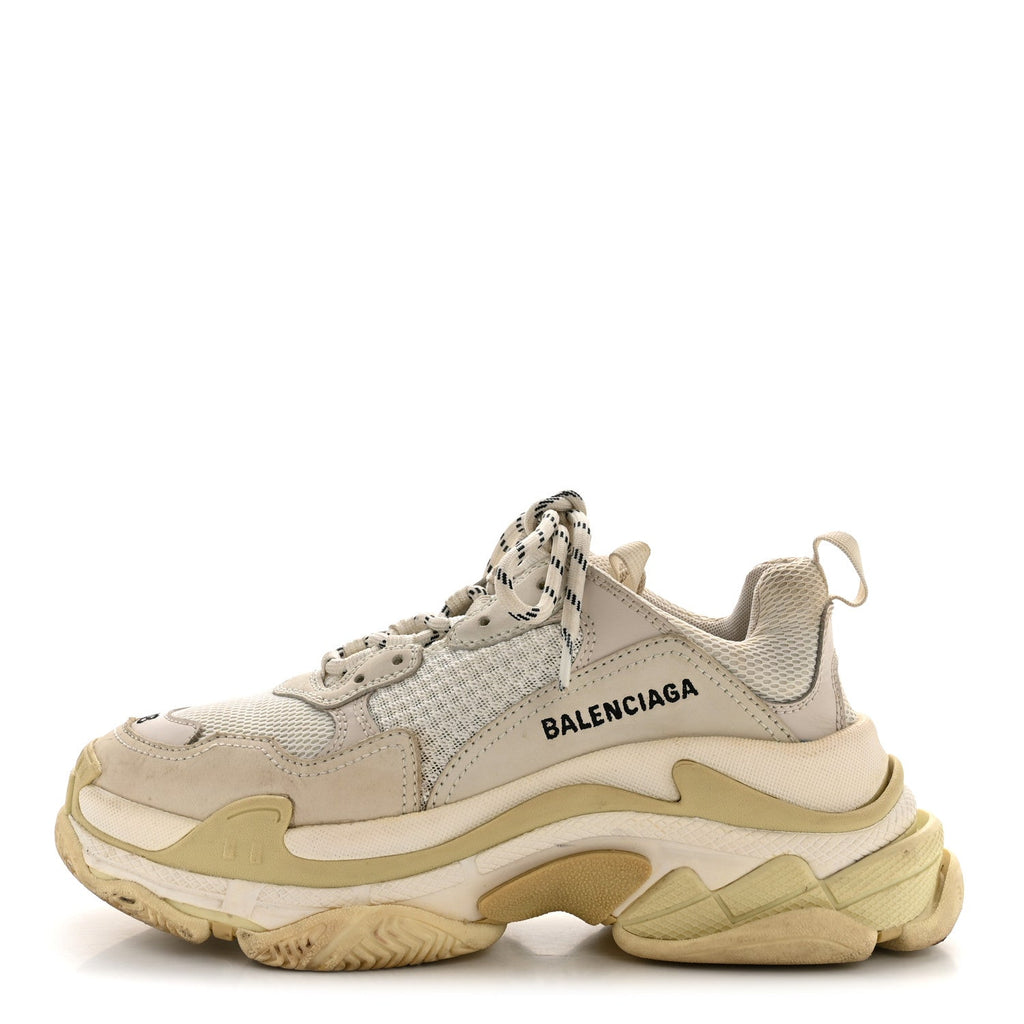 FABRIC MESH WOMENS TRIPLE S SNEAKERS WHITE