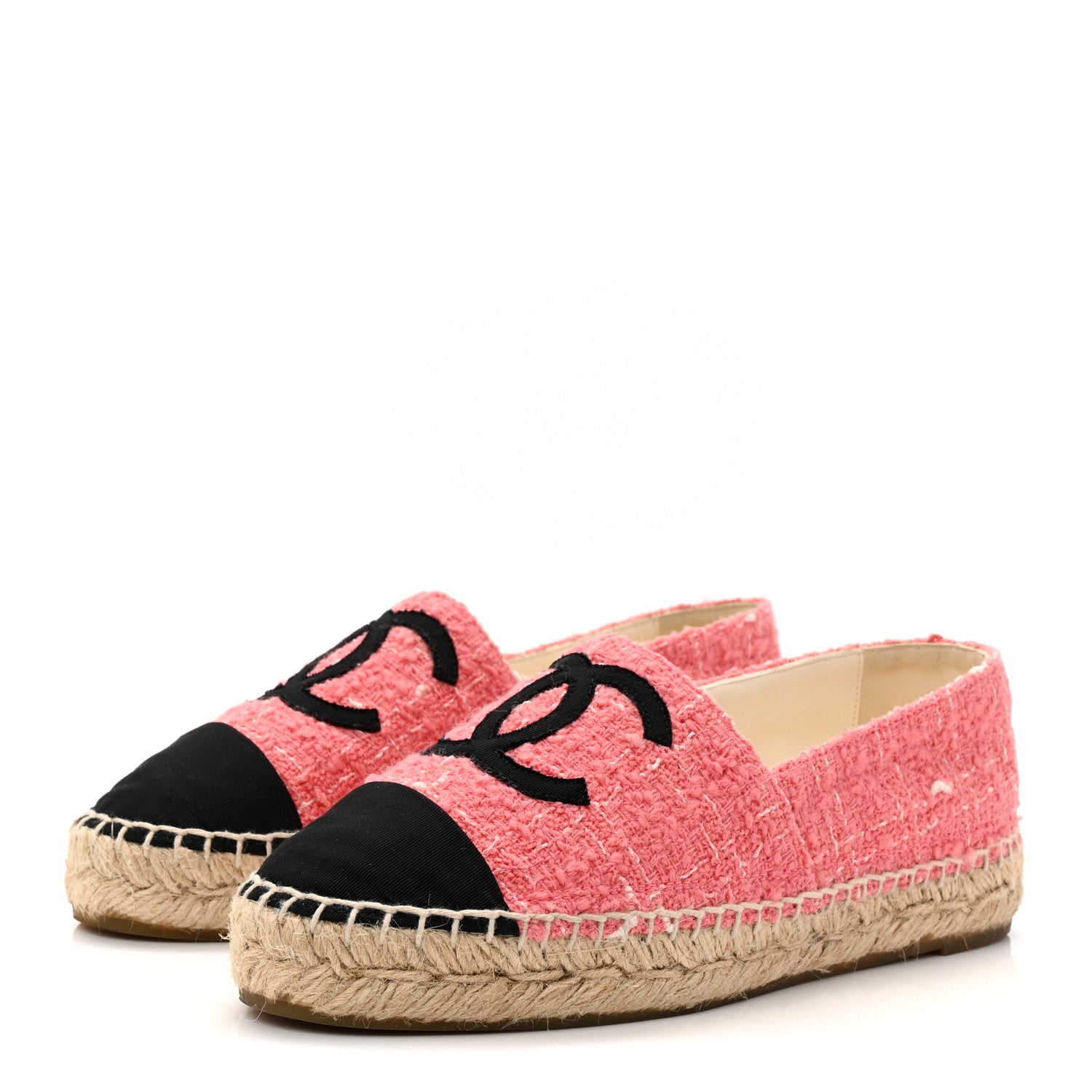 TWEED GROSGRAIN CC ESPADRILLES PINK