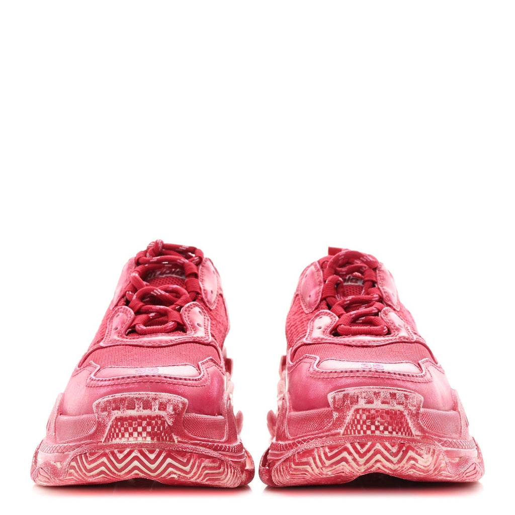 FABRIC MESH FADED WASHED WOMENS TRIPLE S SNEAKERS RED