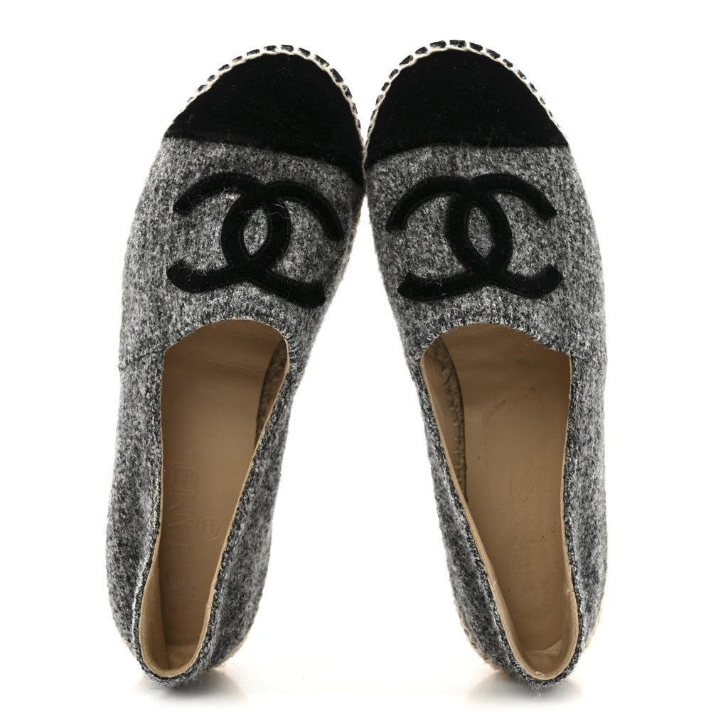 TWEED VELVET CC ESPADRILLES GREY BLACK