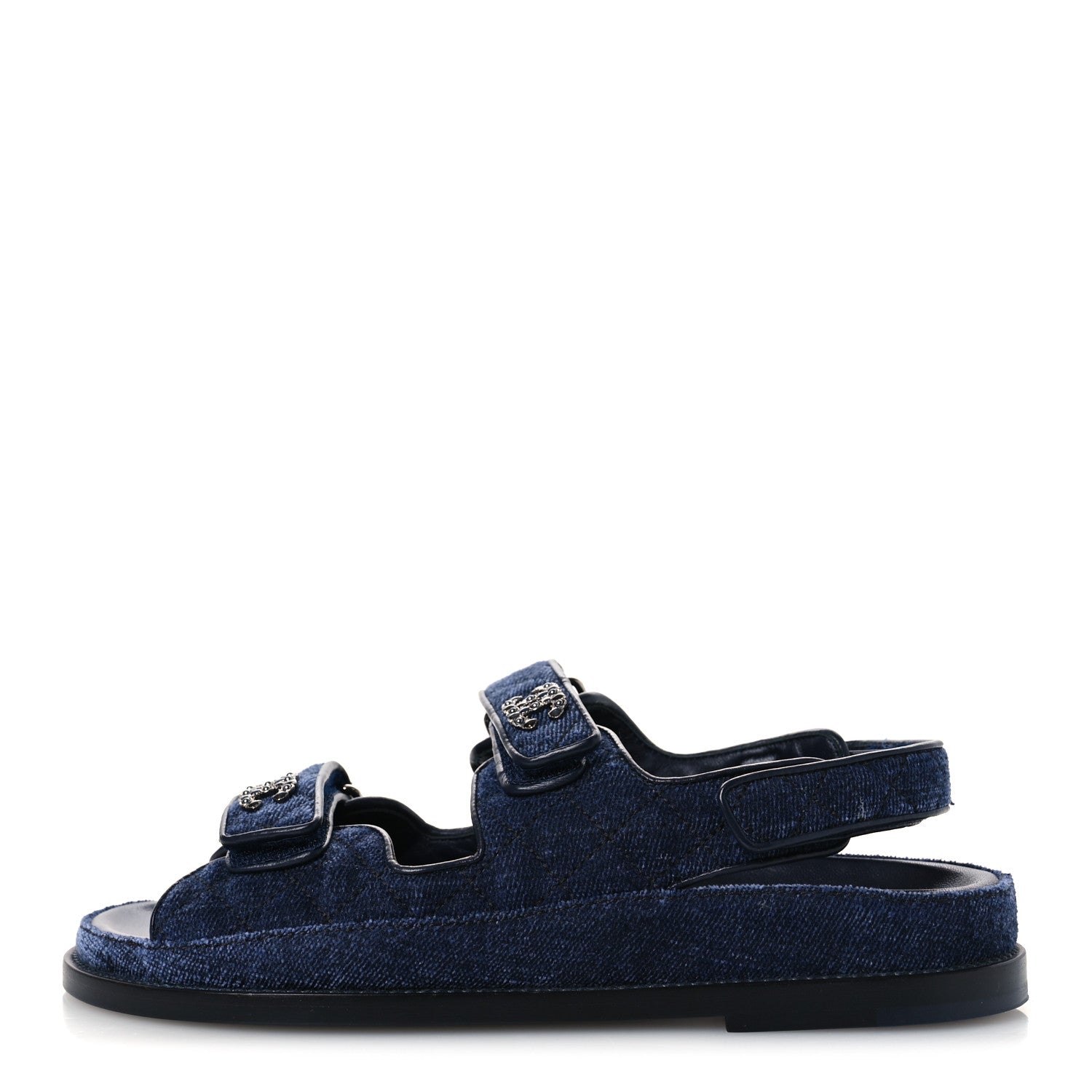 VELVET VELCRO DAD SANDALS BLUE