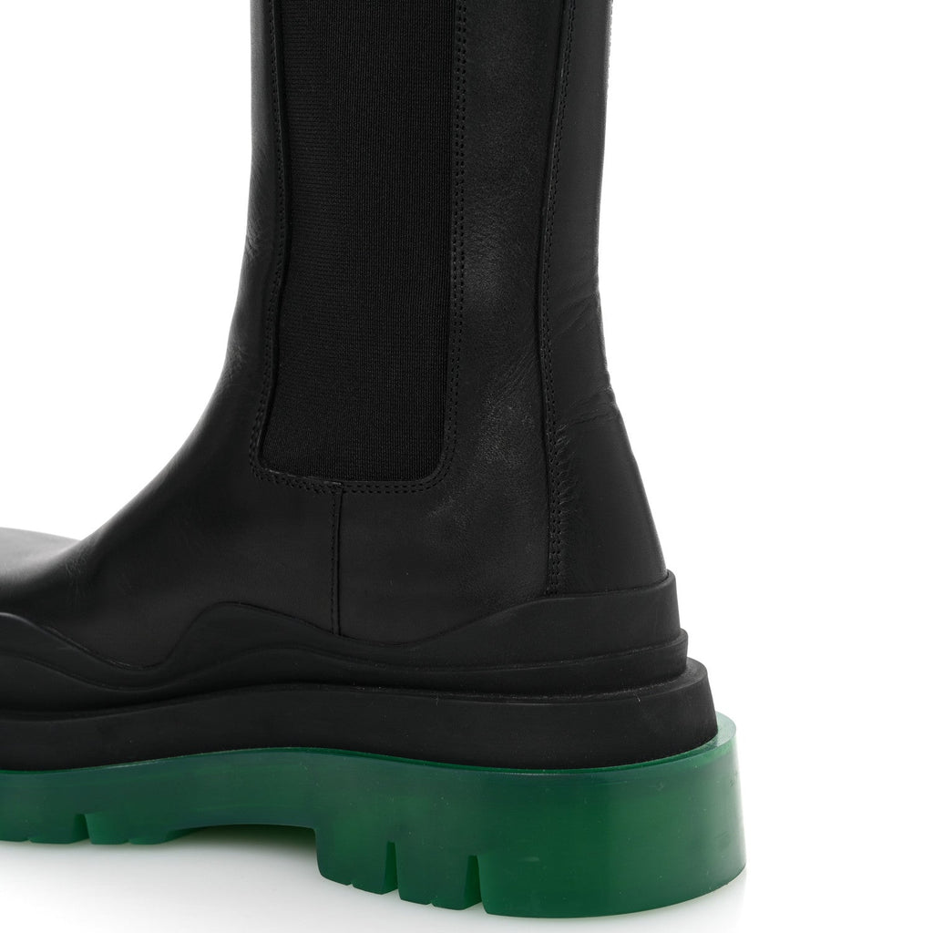 CALFSKIN THE TIRE CHELSEA BOOTS BLACK GREEN
