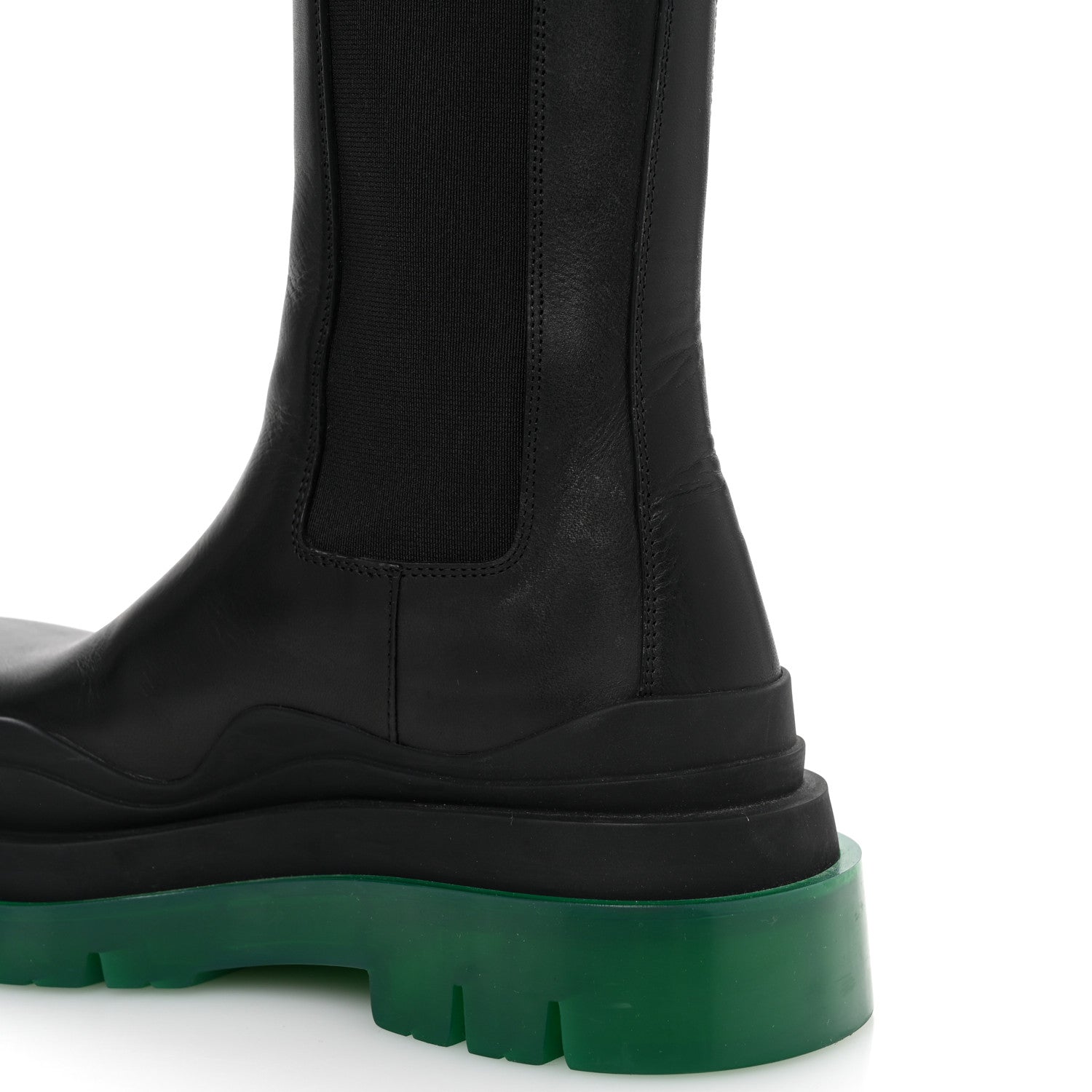 CALFSKIN THE TIRE CHELSEA BOOTS BLACK GREEN