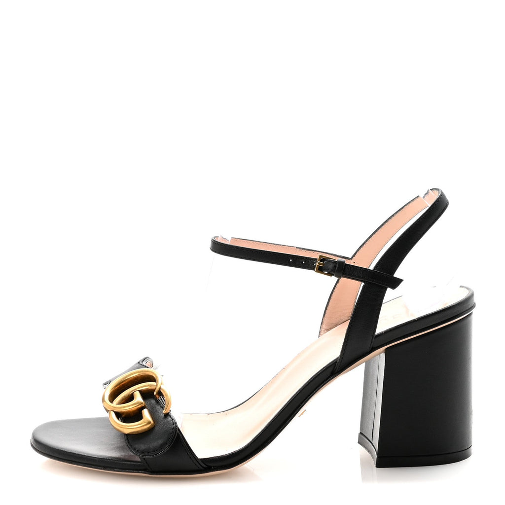 LIFFORD CALFSKIN GG MARMONT ANKLE WRAP 105MM SANDALS BLACK