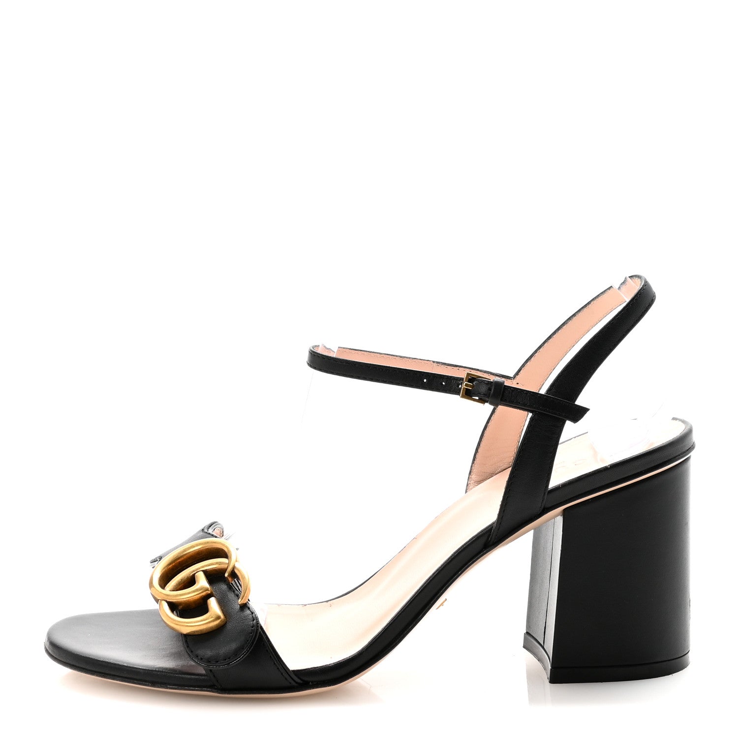 LIFFORD CALFSKIN GG MARMONT ANKLE WRAP 105MM SANDALS BLACK