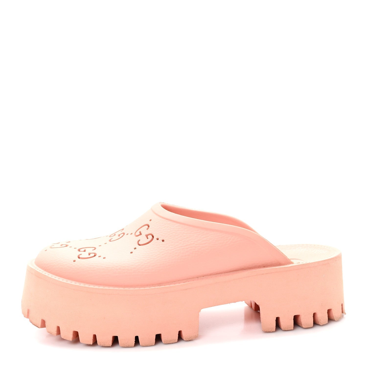 RUBBER GG MONOGRAM PERFORATED ELEA PLATFORM 55MM LUG SOLE SANDALS PEACHY CHIC