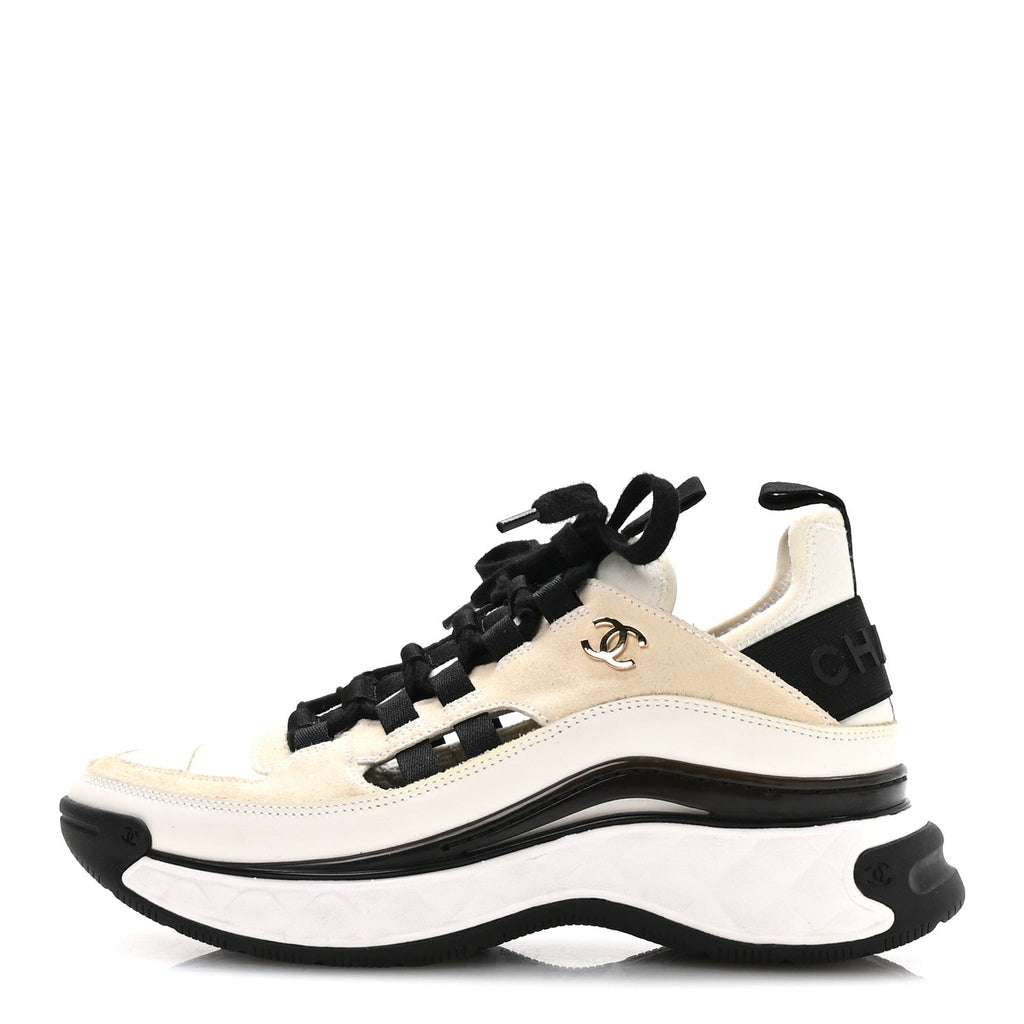 FABRIC CALFSKIN SUEDE CC SNEAKERS IVORY BLACK