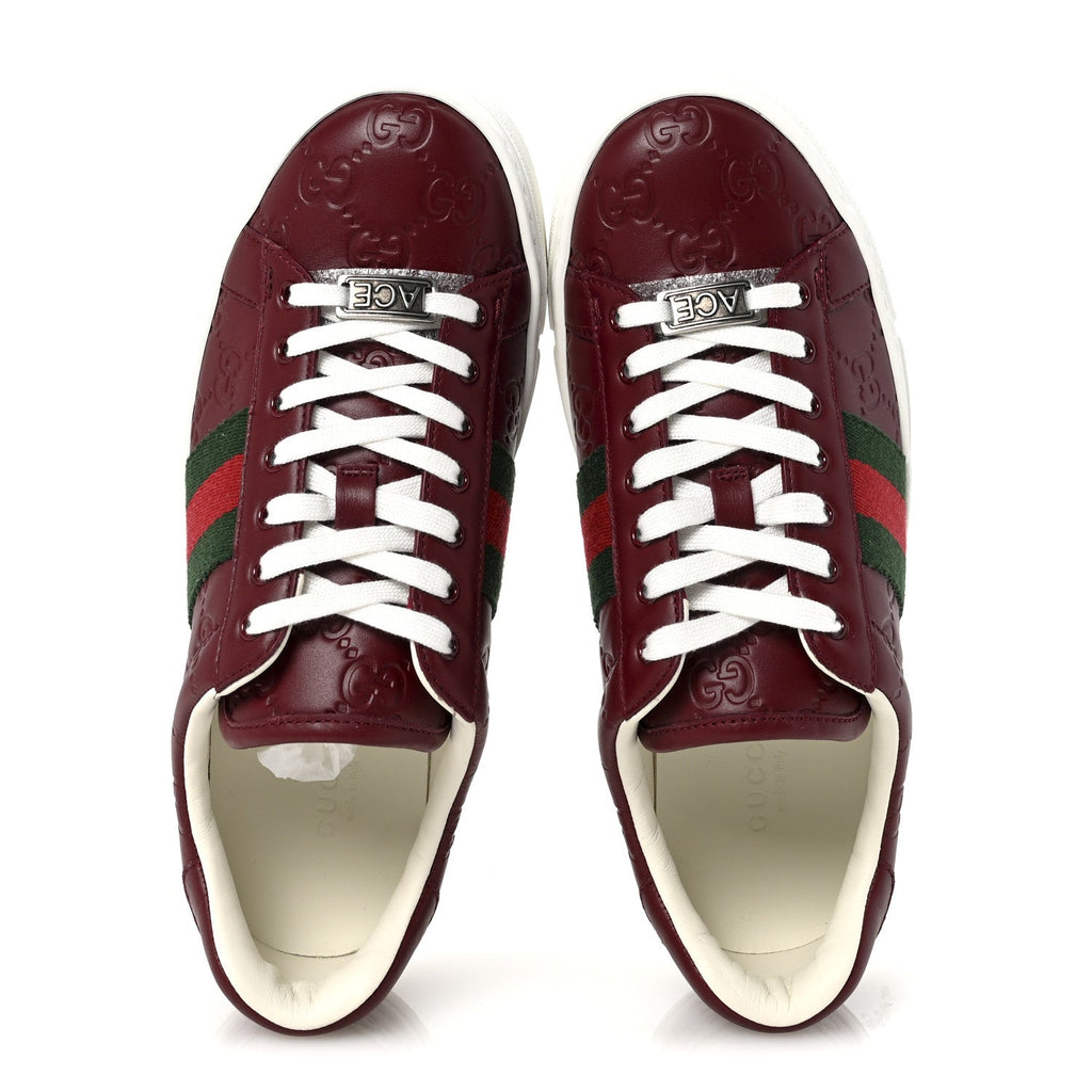 CALFSKIN GG EMBOSSED WEB MENS ACE SNEAKERS ANCORA RED
