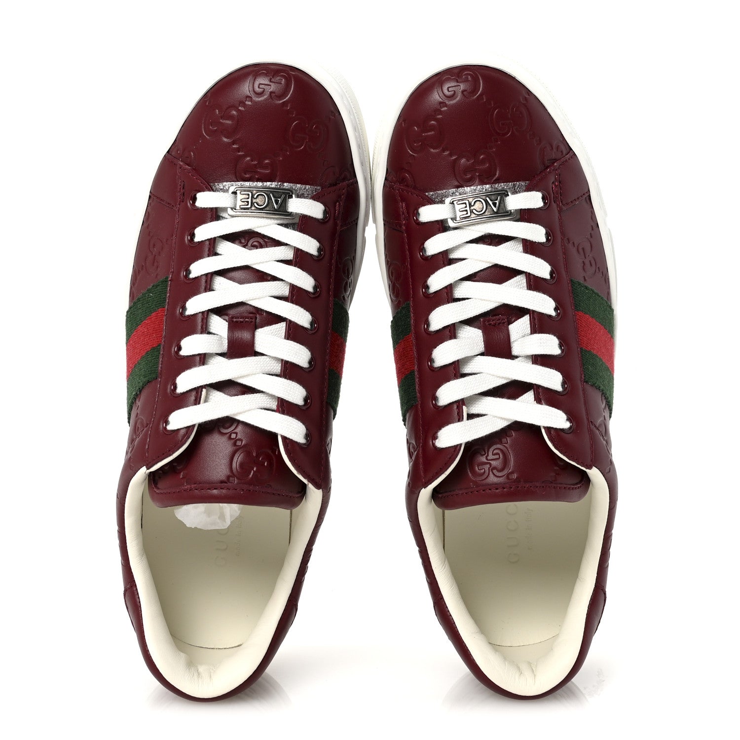 CALFSKIN GG EMBOSSED WEB MENS ACE SNEAKERS ANCORA RED