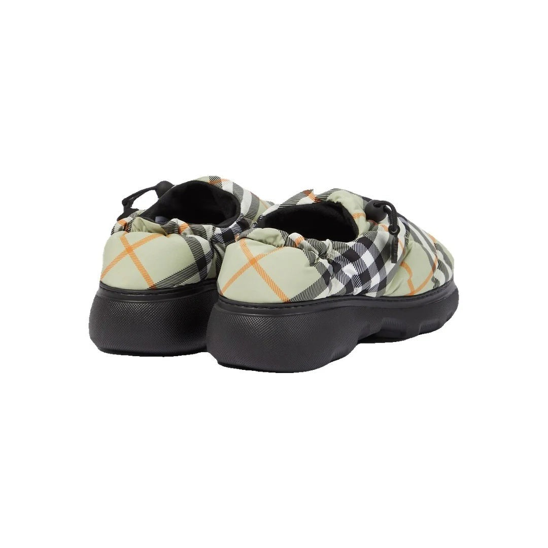 Burberry Square-Toe Highland Mules - Check (green/black/orange)