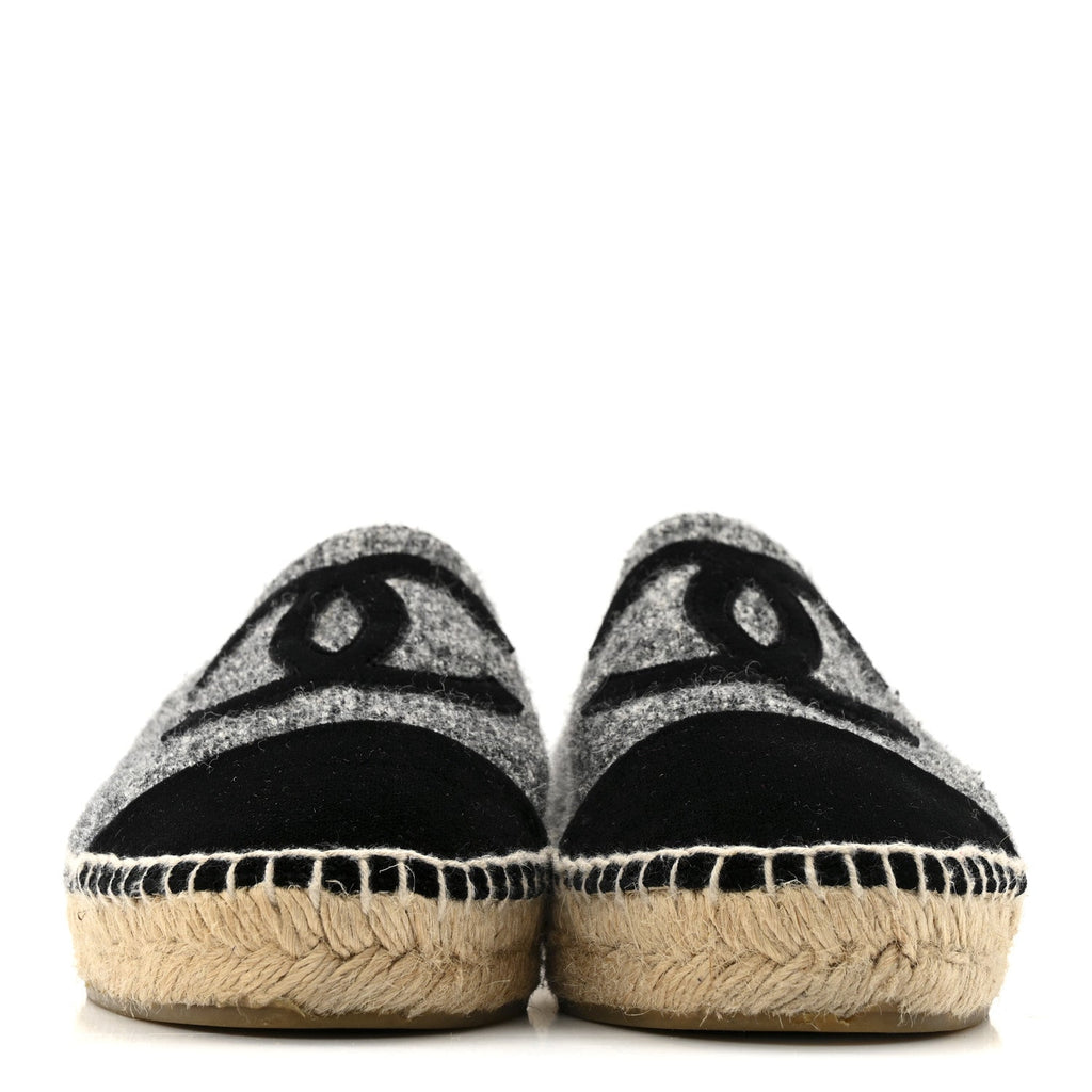 TWEED VELVET CC ESPADRILLES GREY BLACK