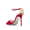 René Caovilla 100mm Cleo Flower-Embellished Leather Sandal - Red