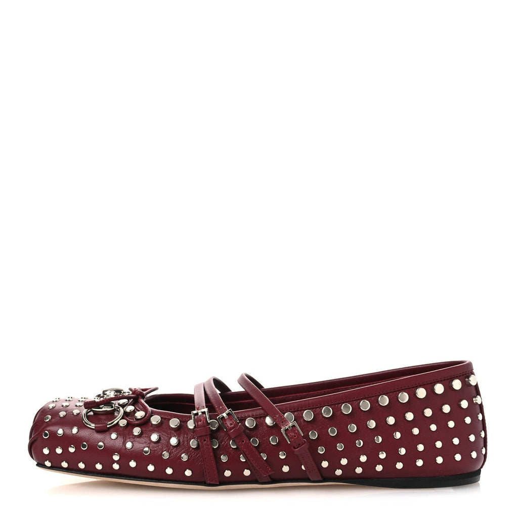 NAPPA CARMAQUE STUDDED HORSEBIT BALLET FLATS ROSSO ANCORA
