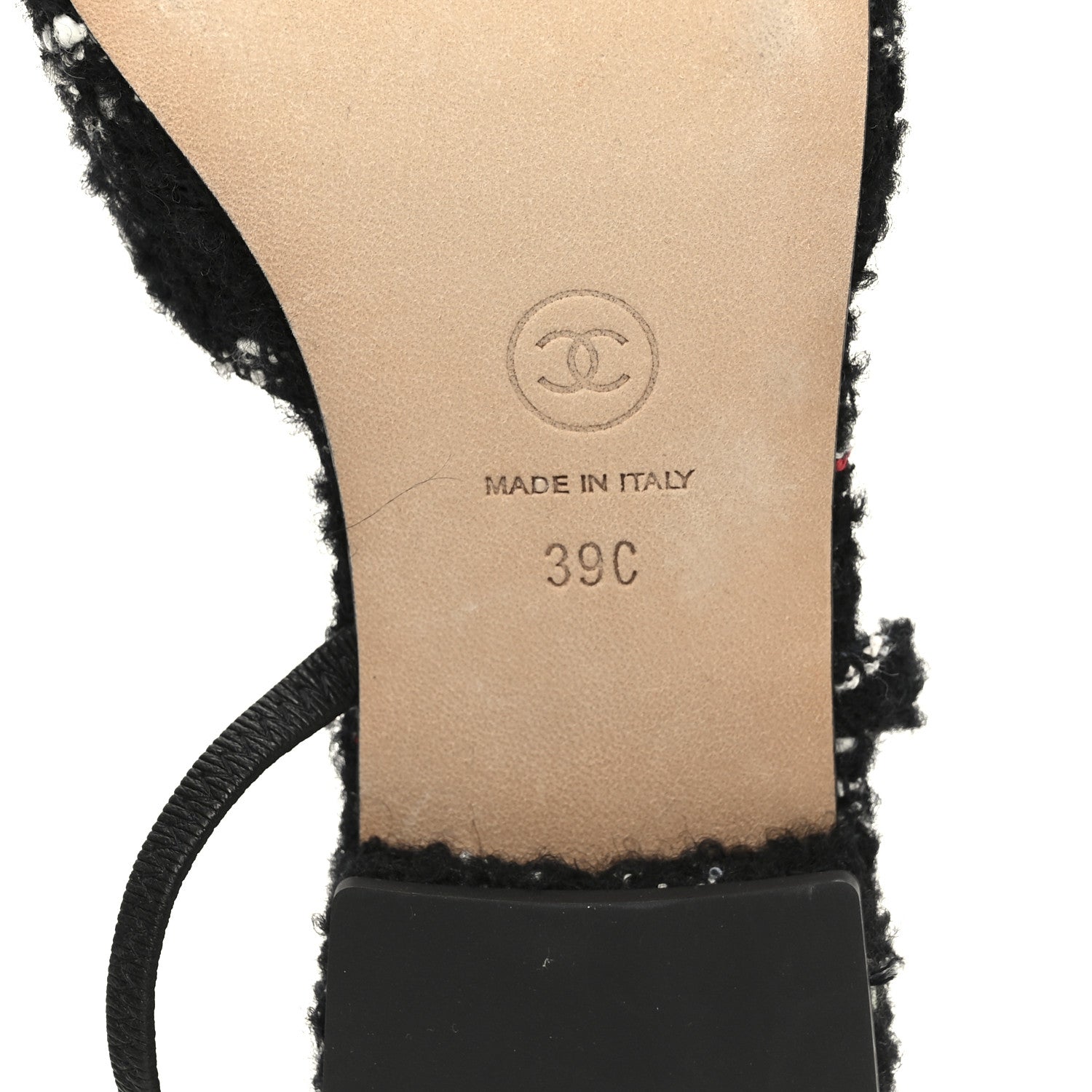 TWEED LAMBSKIN CAP TOE CC SLINGBACK FLATS BLACK WHITE MULTICOLOR