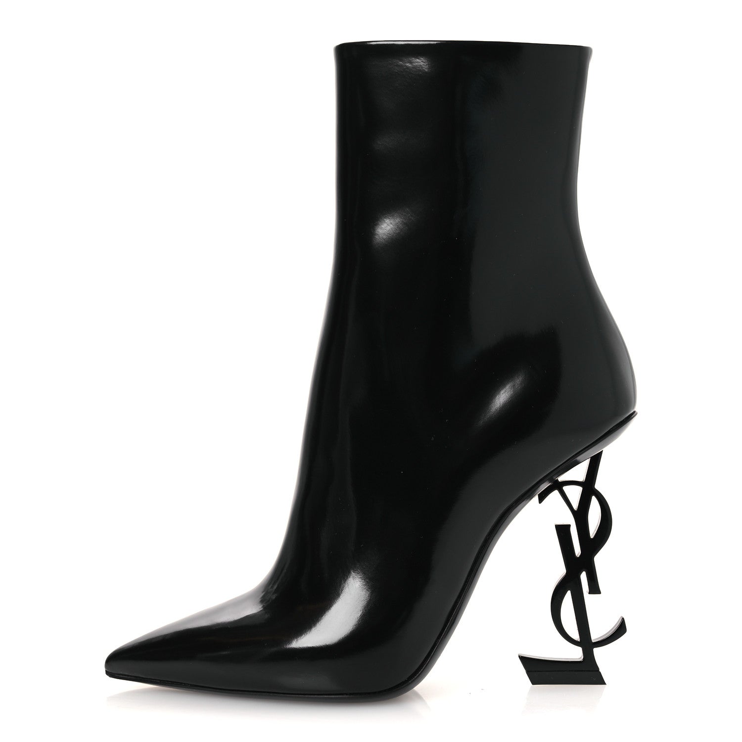 GLAZED CALFSKIN OPYUM ANKLE BOOTS BLACK