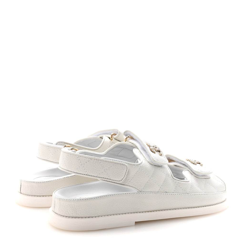 GRAINED CALFSKIN VELCRO DAD SANDALS WHITE