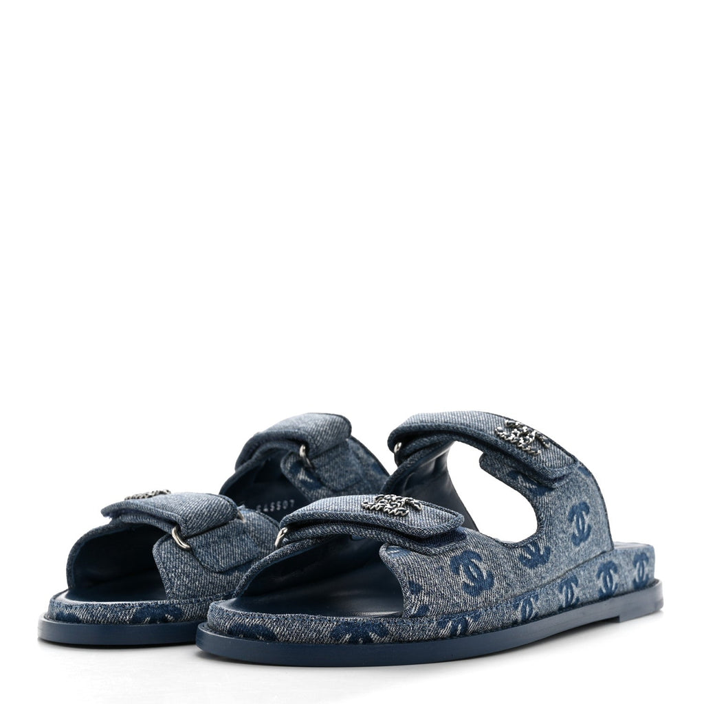 DENIM CC VELCRO DAD CHAIN CC SLIDE SANDALS BLUE
