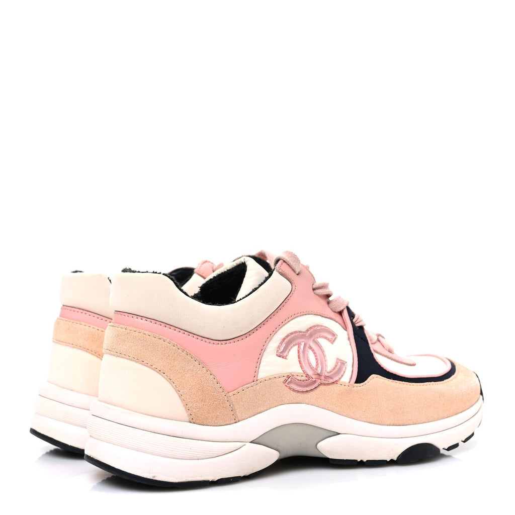 NYLON LAMBSKIN SUEDE CALFSKIN CC SNEAKERS PINK WHITE BLACK