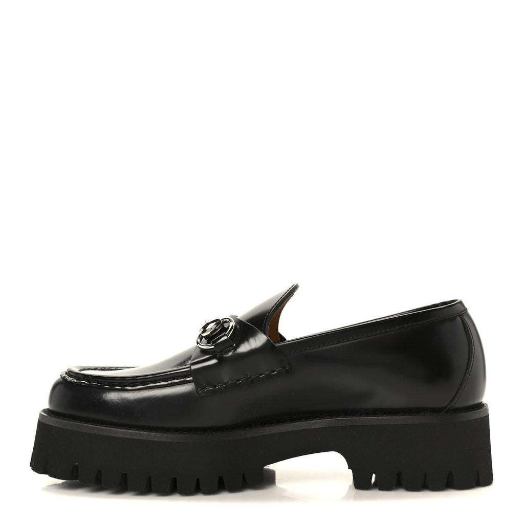 CORDOVAN LUX WOMENS HORSEBIT 45MM PLATFORM LOAFERS BLACK