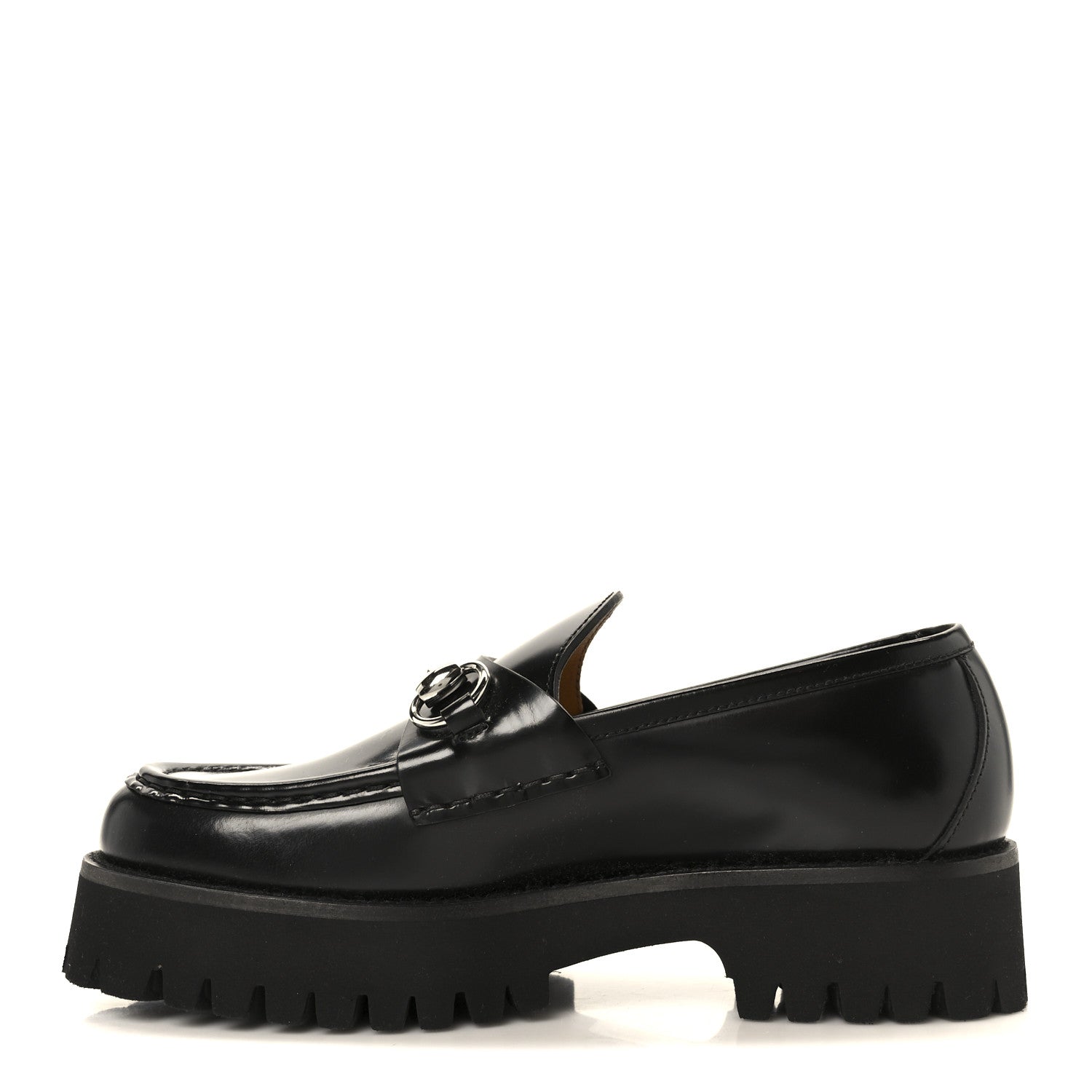 CORDOVAN LUX WOMENS HORSEBIT 45MM PLATFORM LOAFERS BLACK