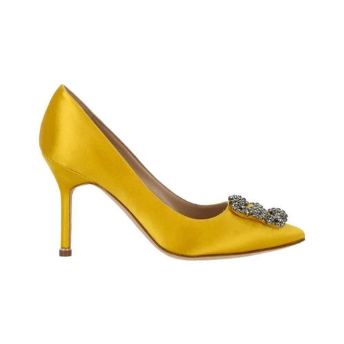 Manolo Blahnik Hangisi 70 Crystal-Buckle Pumps - Yellow