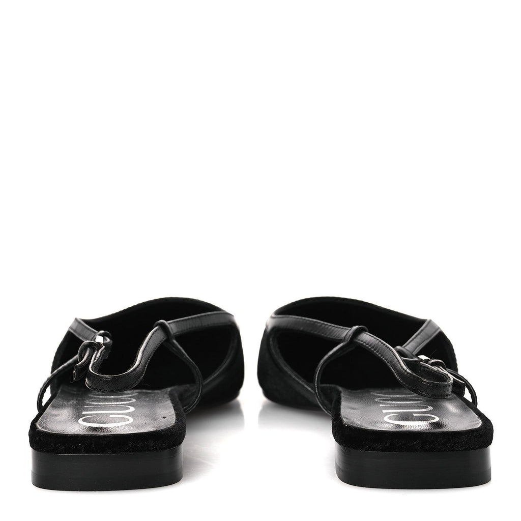 VELVET GG MONOGRAM SLINGBACK BALLET FLATS BLACK