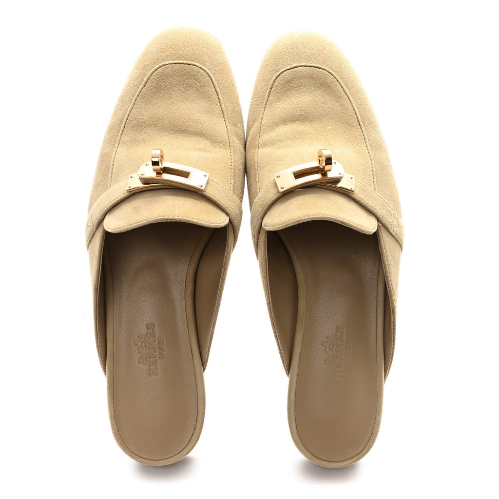 SUEDE GOATSKIN OZ MULES BEIGE SABLE