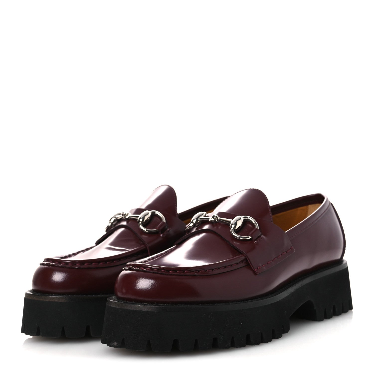 CORDOVAN LUX WOMENS HORSEBIT 45MM PLATFORM LOAFERS VINTAGE BORDEAUX