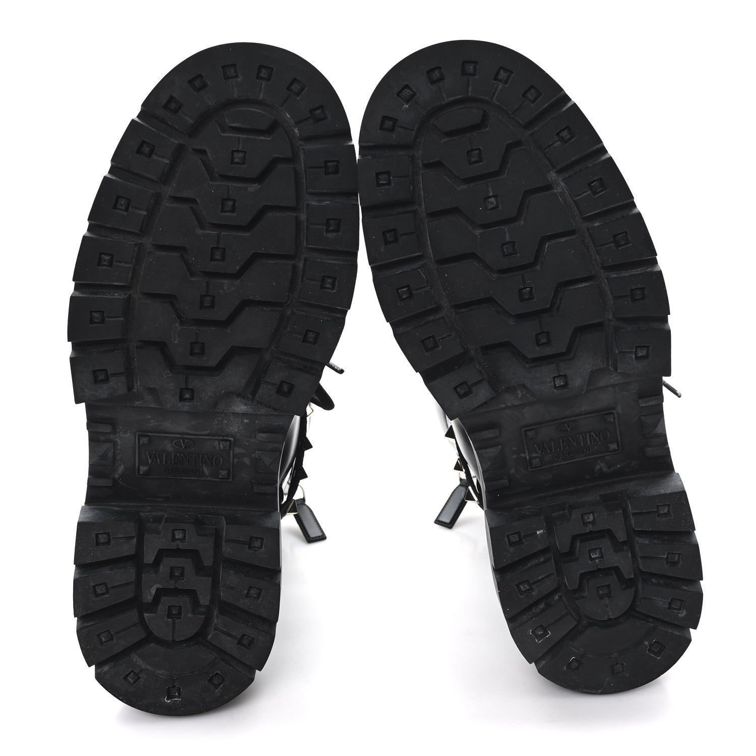 CALFSKIN NYLON QUILTED WATERPROOF ROCKSTUD COMBAT BOOTS BLACK